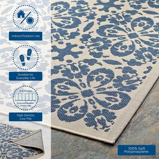 Ariana Vintage Floral Trellis 9x12 Indoor and Outdoor Area Rug