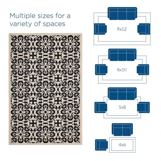 Ariana Vintage Floral Trellis 9x12 Indoor and Outdoor Area Rug