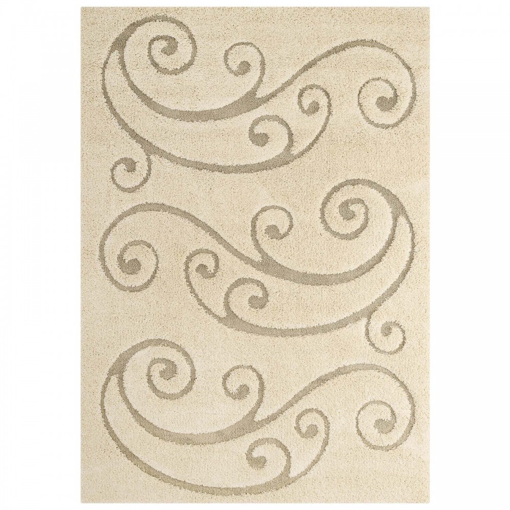 Jubilant Sprout Scrolling Vine 8x10 Shag Area Rug