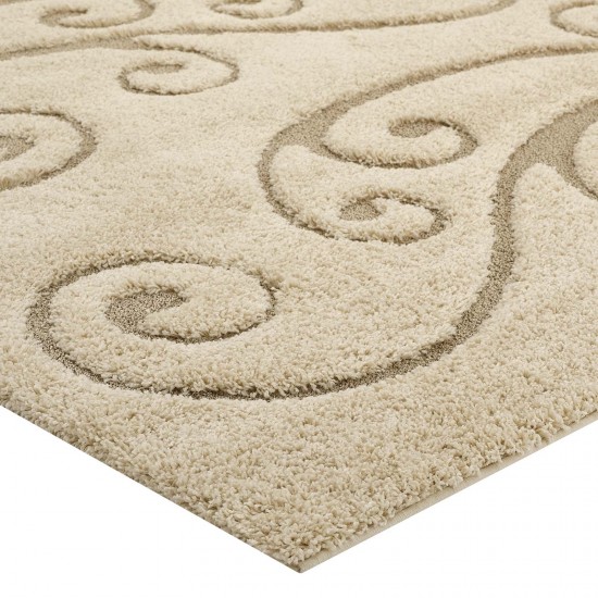 Jubilant Sprout Scrolling Vine 8x10 Shag Area Rug