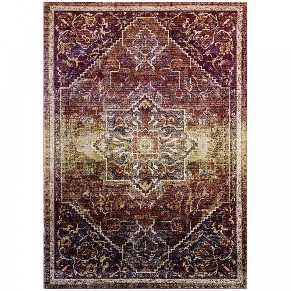 Success Kaede Transitional Distressed Vintage Floral Persian Medallion 5x8 Area Rug