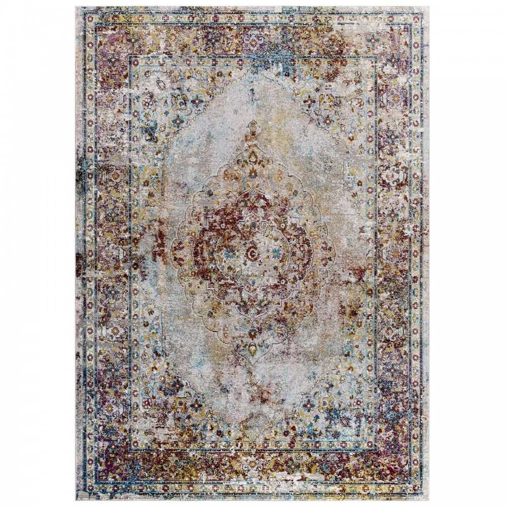 Success Merritt Transitional Distressed Floral Persian Medallion 8x10 Area Rug