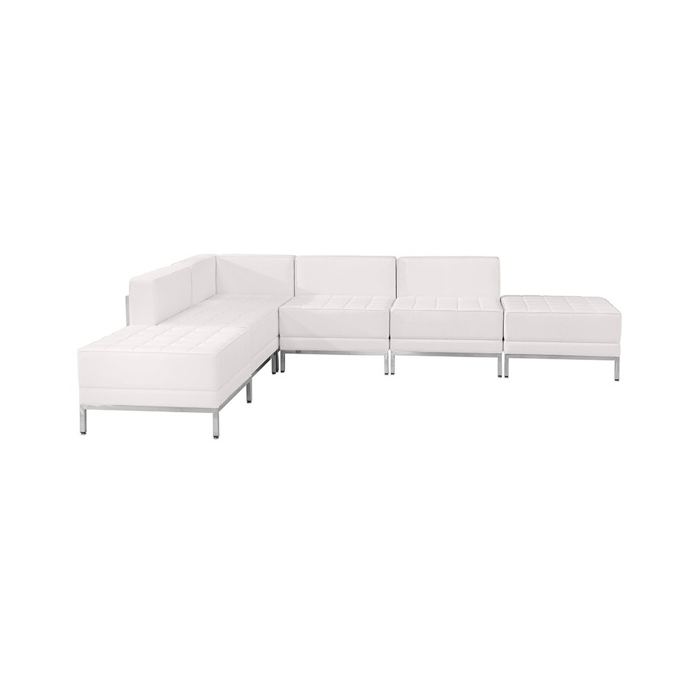 Melrose White LeatherSoft Sectional Configuration, 6 Pieces