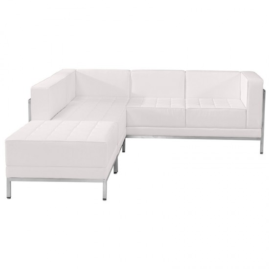 Melrose White LeatherSoft Sectional Configuration, 3 Pieces