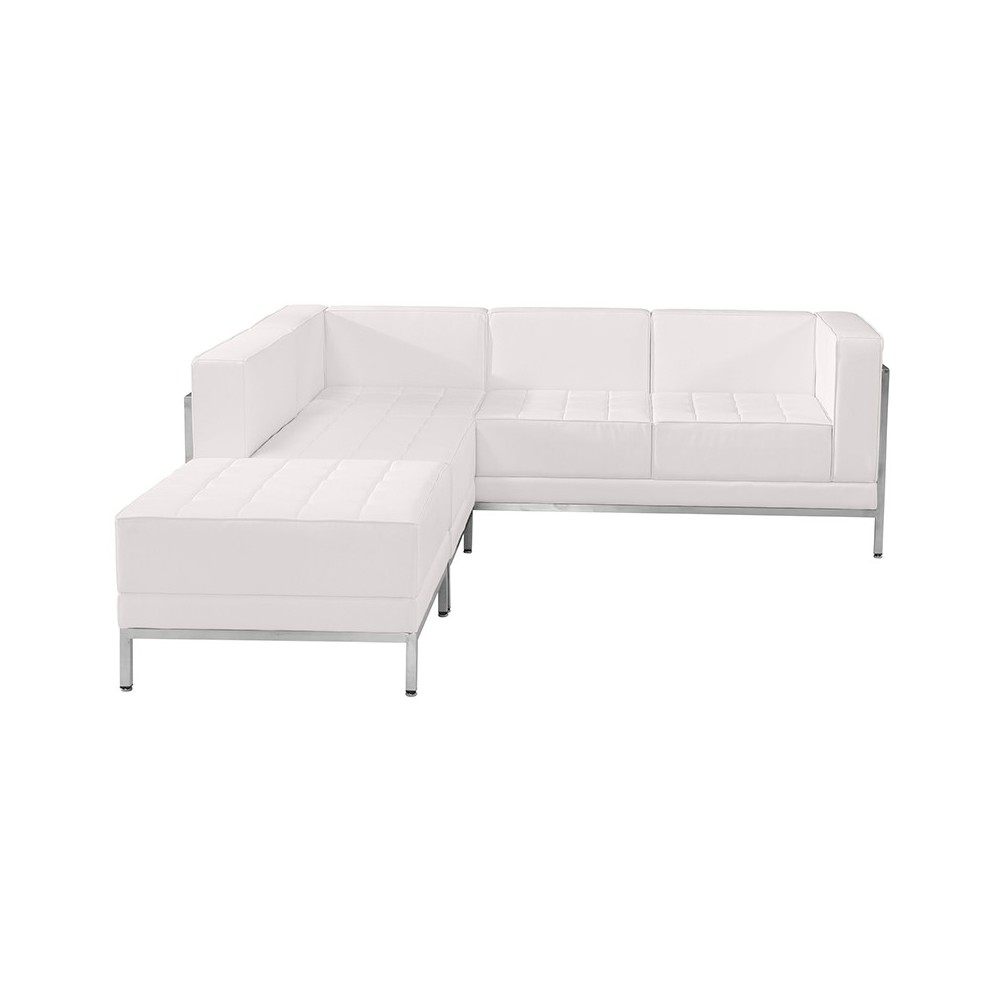 Melrose White LeatherSoft Sectional Configuration, 3 Pieces