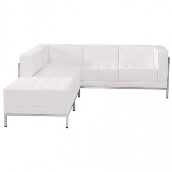 Melrose White LeatherSoft Sectional Configuration, 3 Pieces