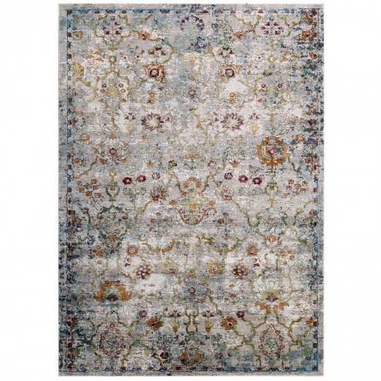 Success Manuka Distressed Vintage Floral Lattice 5x8 Area Rug