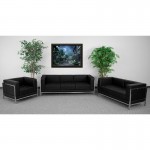 Black LeatherSoft 3 Piece Sofa Set