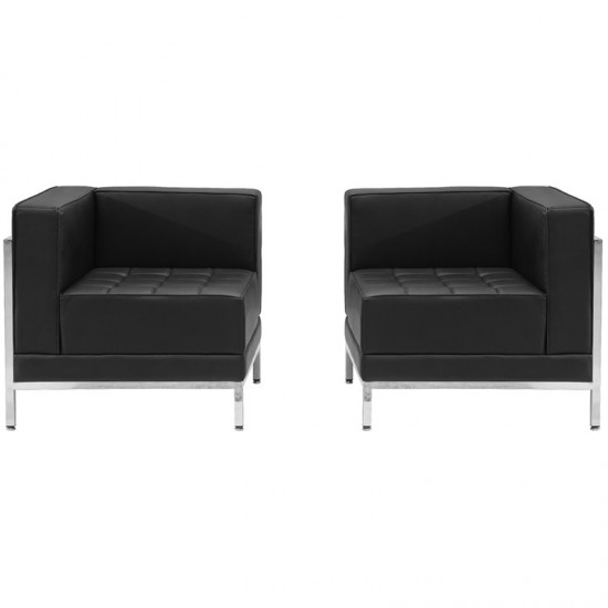 Black LeatherSoft 2 Piece Corner Chair Set