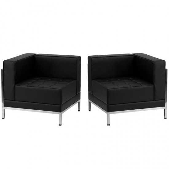 Black LeatherSoft 2 Piece Corner Chair Set