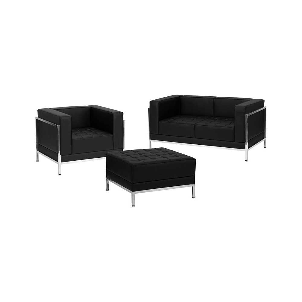 Black LeatherSoft Loveseat, Chair & Ottoman Set Black LeatherSoft Loveseat, Chair & Ottoman Set