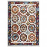 Entourage Odile Distressed Floral Moroccan Trellis 5x8 Area Rug