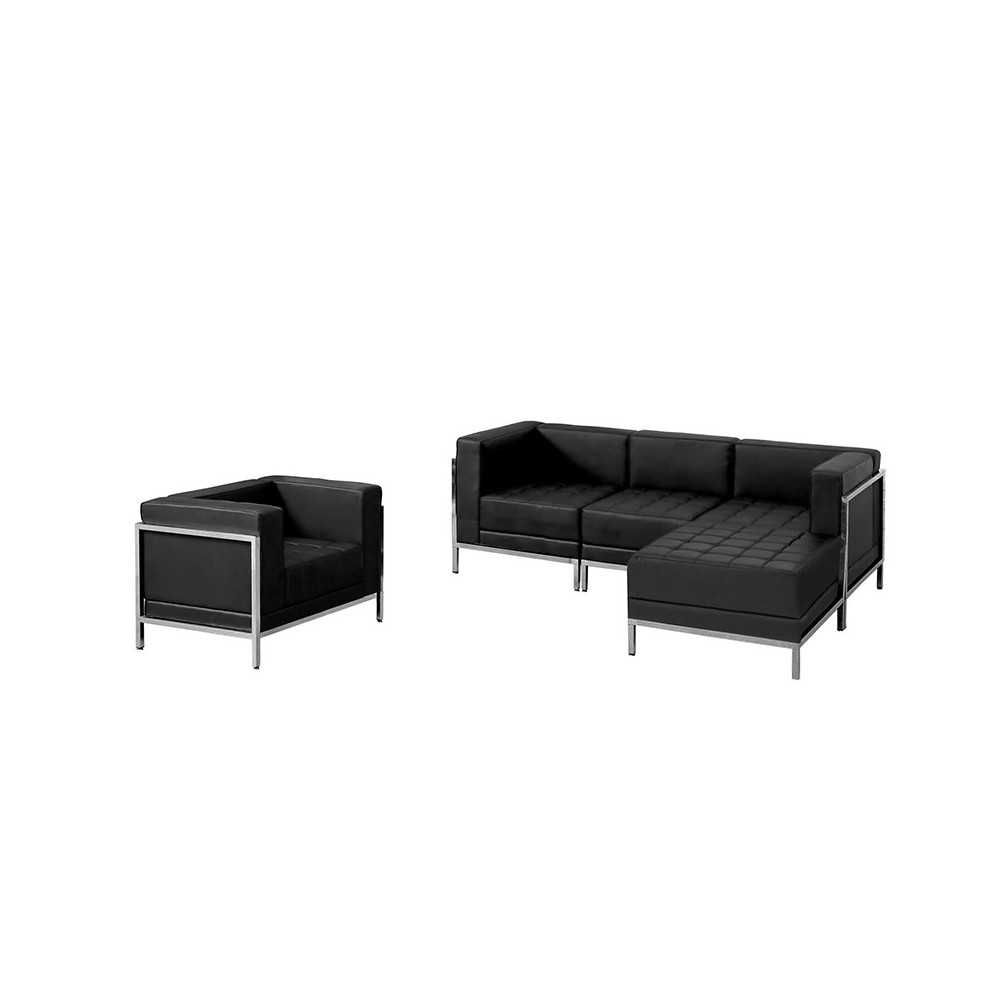 Black LeatherSoft Sectional & Chair, 5 Pieces