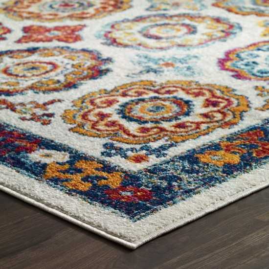 Entourage Odile Distressed Floral Moroccan Trellis 5x8 Area Rug