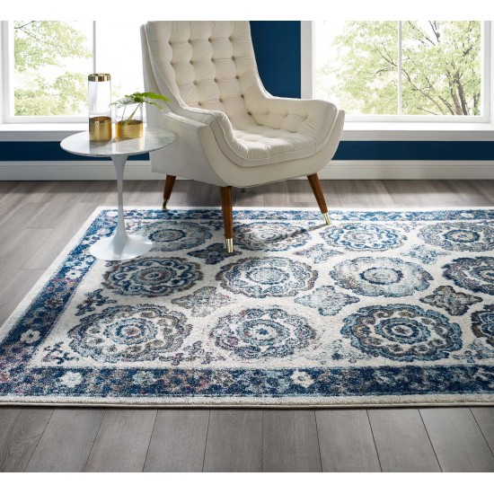 Entourage Odile Distressed Floral Moroccan Trellis 5x8 Area Rug