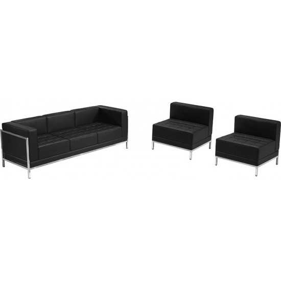 Black LeatherSoft Sofa & Chair Set