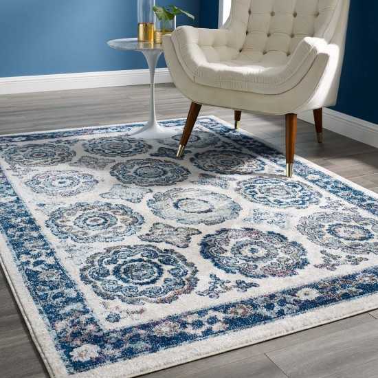 Entourage Odile Distressed Floral Moroccan Trellis 5x8 Area Rug