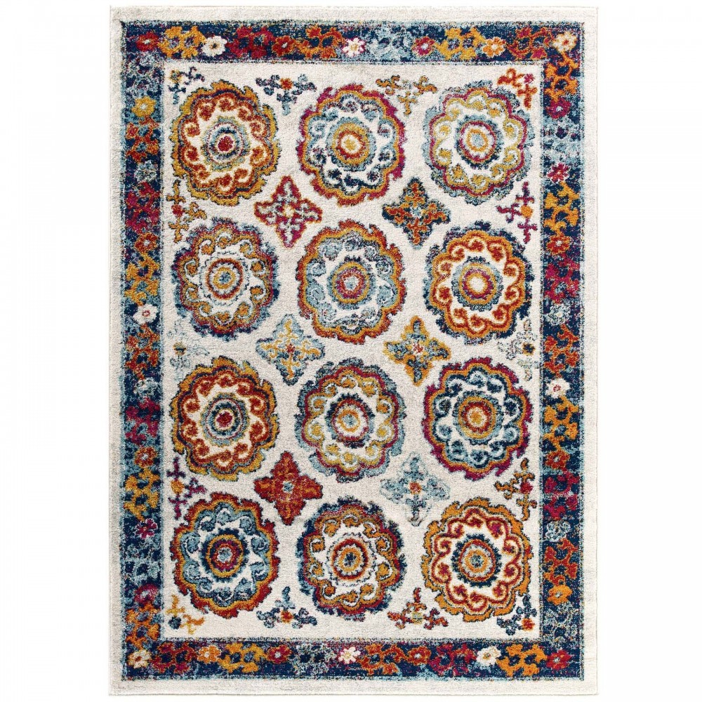 Entourage Odile Distressed Floral Moroccan Trellis 8x10 Area Rug Entourage Odile Distressed Floral Moroccan Trellis 8x10 Area Rug