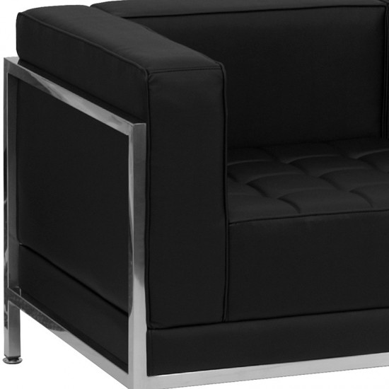 Black LeatherSoft Sofa & Chair Set