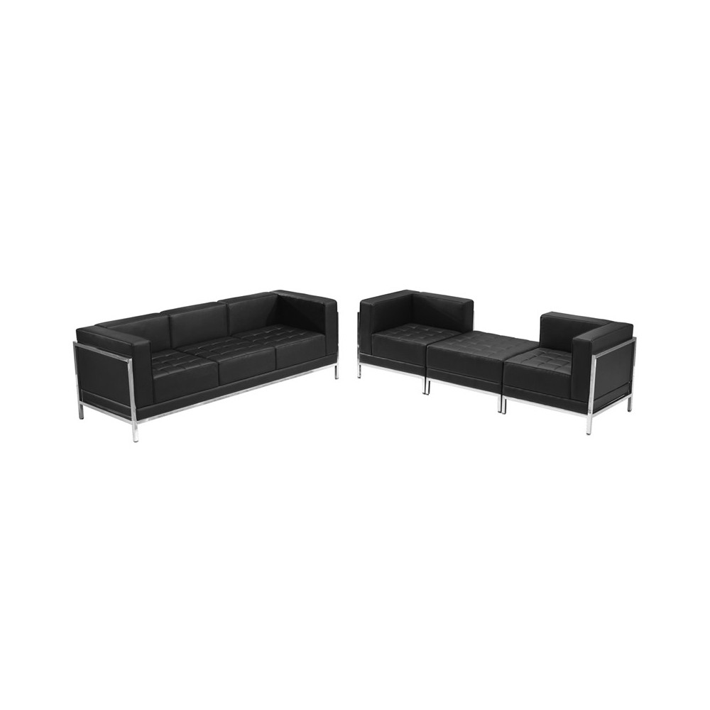 Black LeatherSoft Sofa & Lounge Chair Set, 4 Pieces