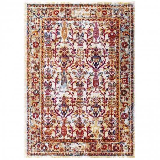 Entourage Jessa Distressed Vintage Floral Lattice 5x8 Area Rug