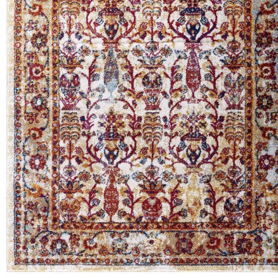 Entourage Jessa Distressed Vintage Floral Lattice 5x8 Area Rug