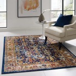 Entourage Jessa Distressed Vintage Floral Lattice 5x8 Area Rug