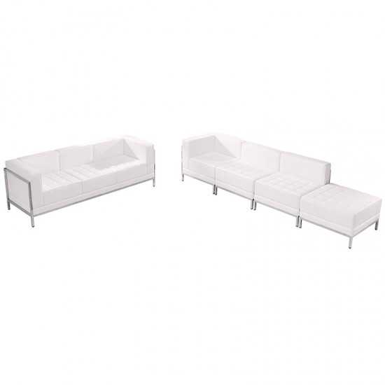 Melrose White LeatherSoft Sofa & Lounge Chair Set, 5 Pieces