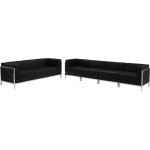 Black LeatherSoft Sofa Set, 5 Pieces