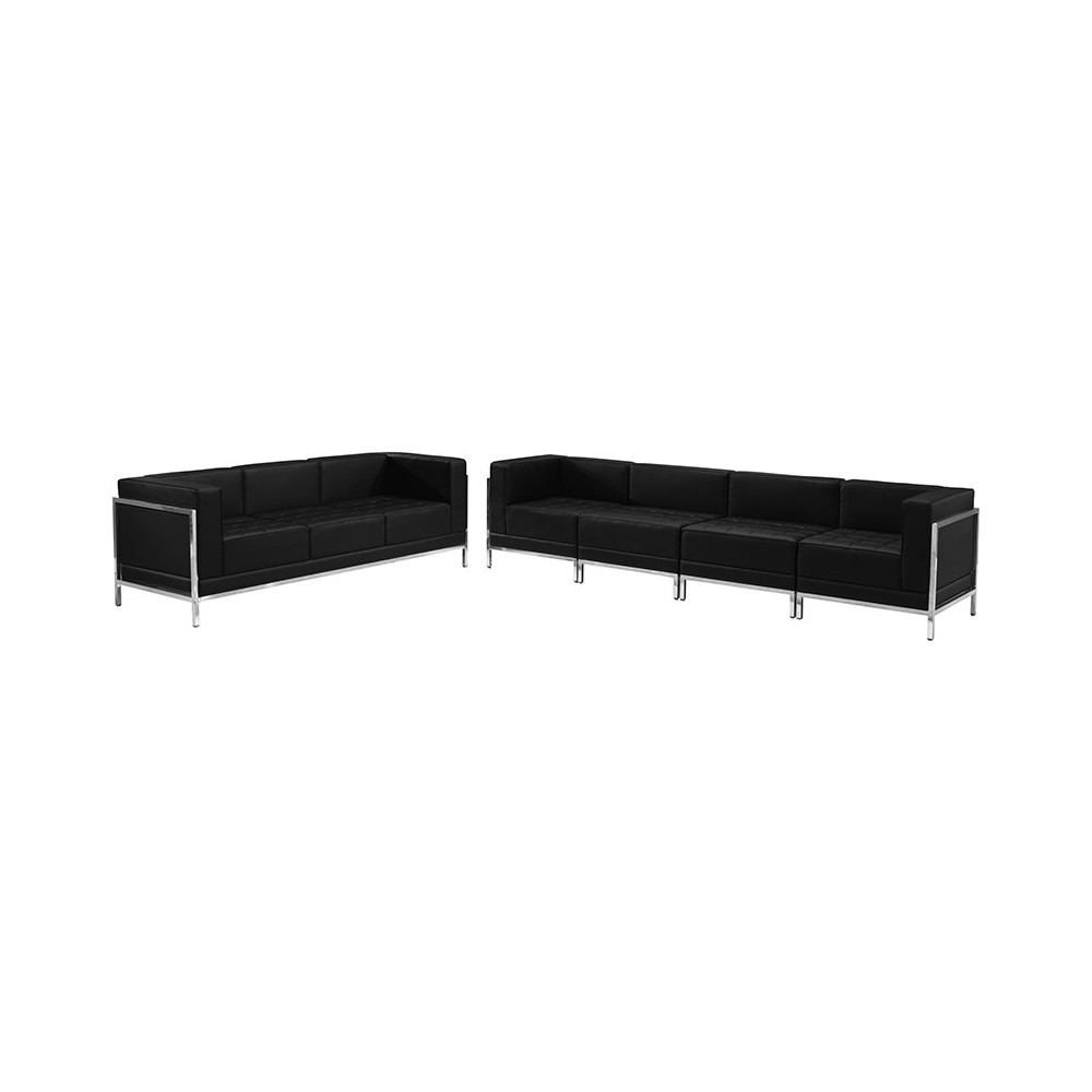 Black LeatherSoft Sofa Set, 5 Pieces