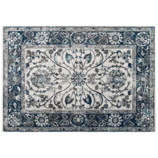 Entourage Samira Distressed Vintage Floral Persian Medallion 5x8 Area Rug