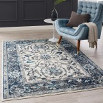 Entourage Samira Distressed Vintage Floral Persian Medallion 5x8 Area Rug