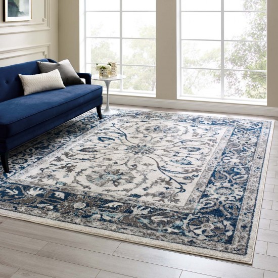 Entourage Samira Distressed Vintage Floral Persian Medallion 8x10 Area Rug