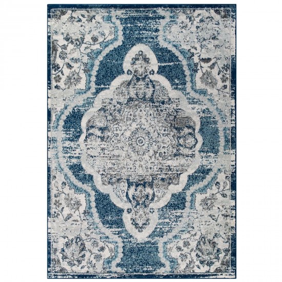 Entourage Malia Distressed Vintage Floral Persian Medallion 5x8 Area Rug