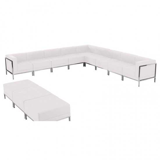 Melrose White LeatherSoft Sectional & Ottoman Set, 12 Pieces