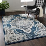 Entourage Malia Distressed Vintage Floral Persian Medallion 5x8 Area Rug