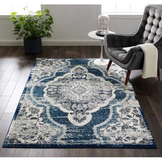 Entourage Malia Distressed Vintage Floral Persian Medallion 5x8 Area Rug