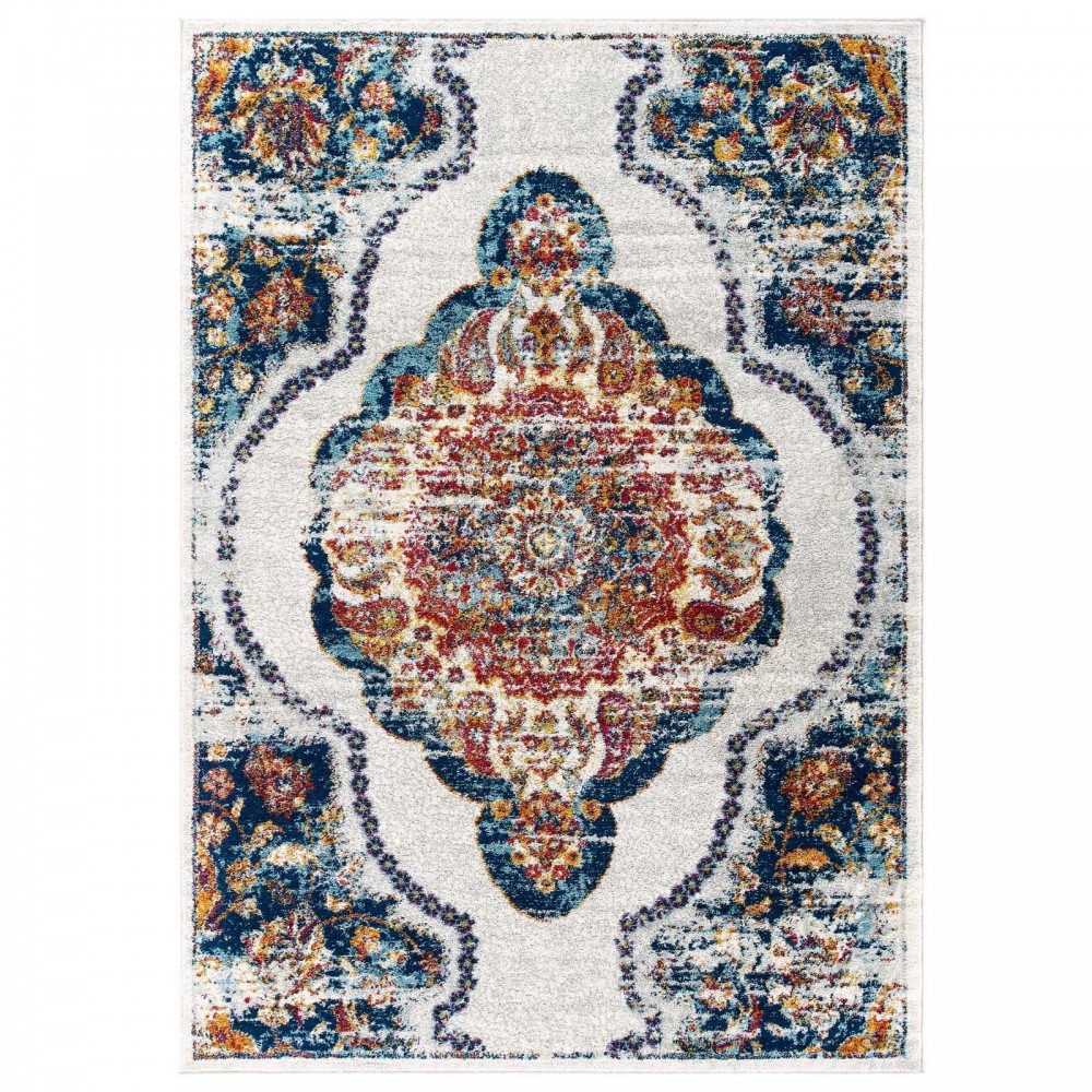 Entourage Malia Distressed Vintage Floral Persian Medallion 8x10 Area Rug