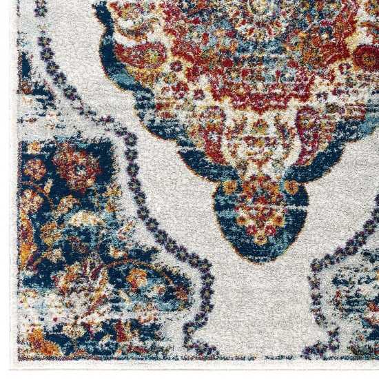 Entourage Malia Distressed Vintage Floral Persian Medallion 8x10 Area Rug