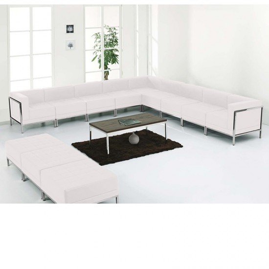 Melrose White LeatherSoft Sectional & Ottoman Set, 12 Pieces