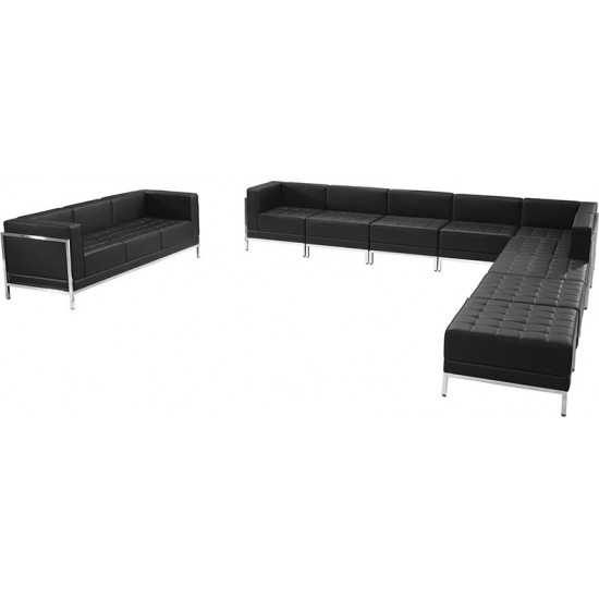 Black LeatherSoft Sectional & Sofa Set, 10 Pieces