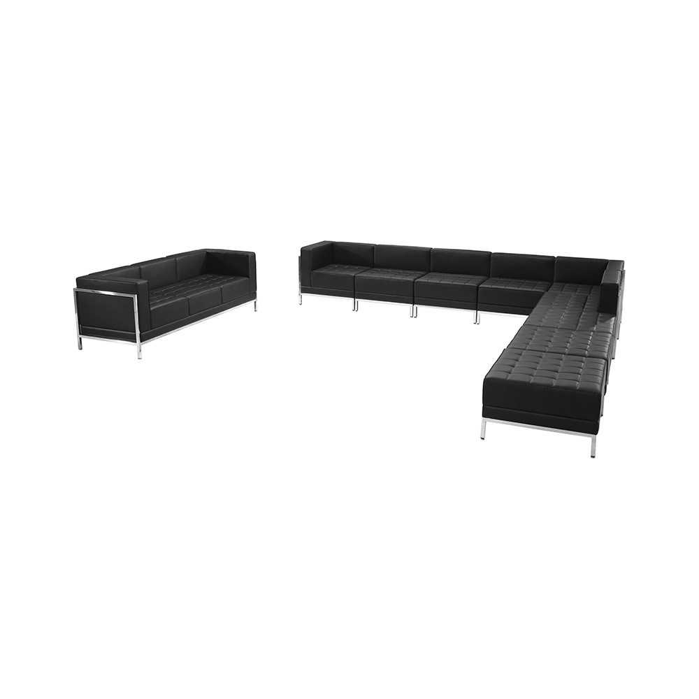 Black LeatherSoft Sectional & Sofa Set, 10 Pieces