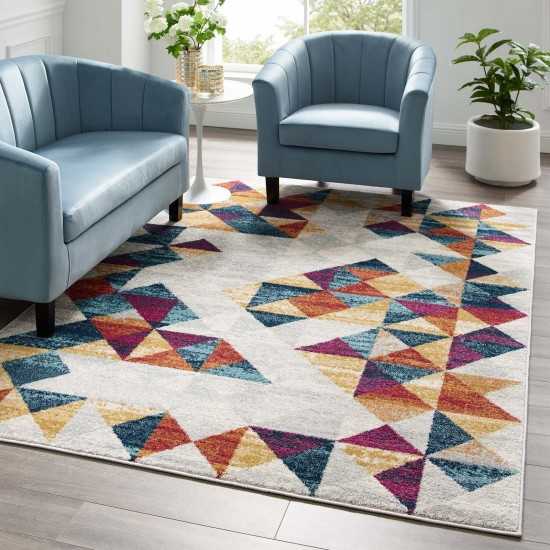 Entourage Elettra Distressed Geometric Triangle Mosaic 5x8 Area Rug