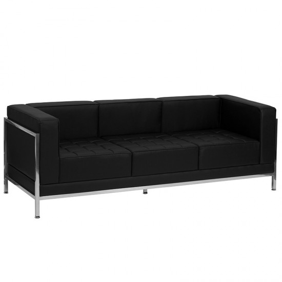 Black LeatherSoft Sectional & Sofa Set, 10 Pieces