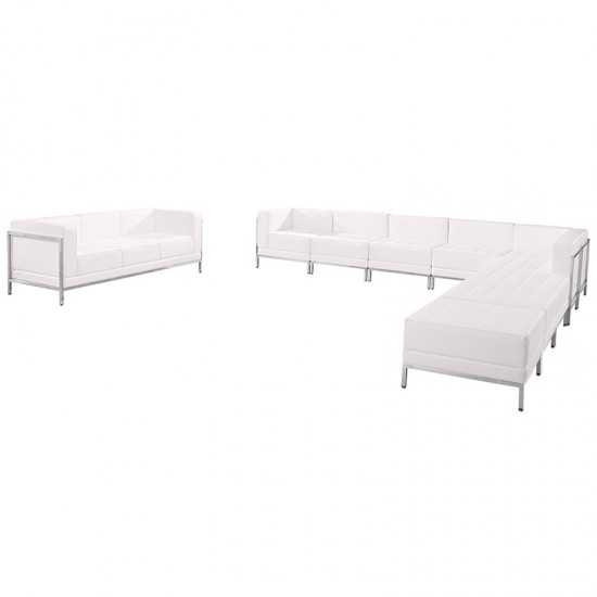 Melrose White LeatherSoft Sectional & Sofa Set, 10 Pieces