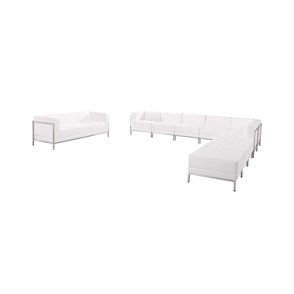 Melrose White LeatherSoft Sectional & Sofa Set, 10 Pieces