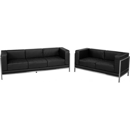 Black LeatherSoft Sofa & Loveseat Set