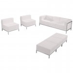 Melrose White LeatherSoft Sofa, Chair & Ottoman Set