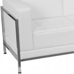 Melrose White LeatherSoft Sofa, Chair & Ottoman Set