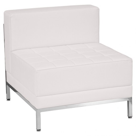 Melrose White LeatherSoft Sofa, Chair & Ottoman Set